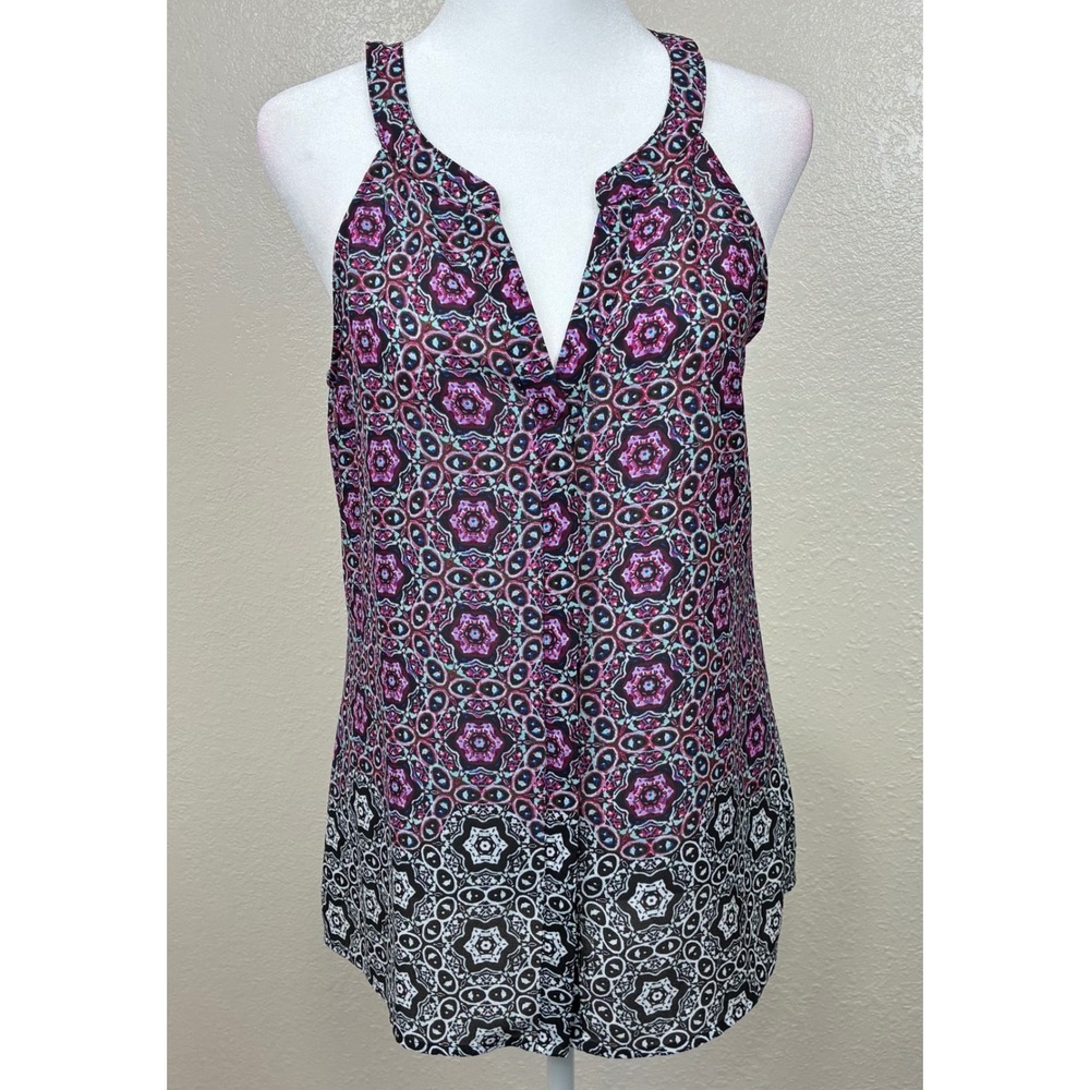 Sanctuary Womens Geometric Kaleidoscope Halter Blouse Purple Black Size M B0352